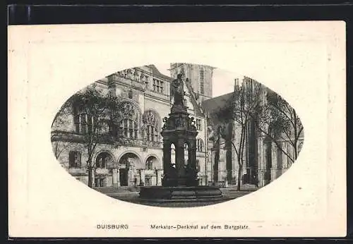 AK Duisburg, Merkator-Denkmal auf dem Burgplatz