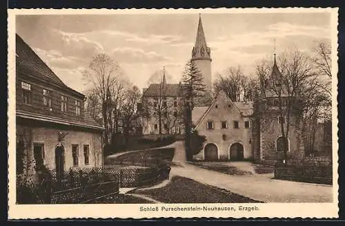 AK Neuhausen /Erzgeb., Schloss Purschenstein mit Turm