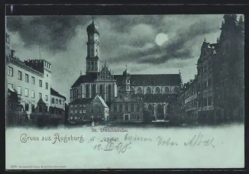 Mondschein-AK Augsburg, An der St. Ulrichskirche