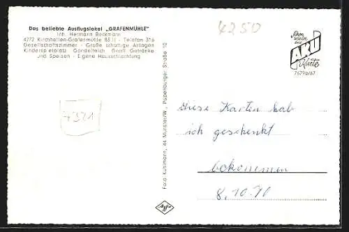 AK Kirchhellen, Gasthaus Grafenmühle mit Innenansichten, Inh. Hermann Beckmann