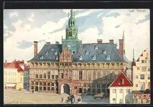 AK Emden / Ostfriesland, Marktplatz mit Rathaus