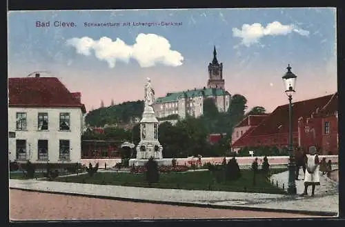 AK Bad Cleve, Schwanenturm mit Lohengrin-Denkmal