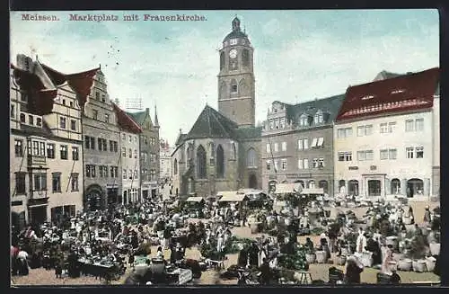 AK Meissen, Marktplatz mit Frauenkirche