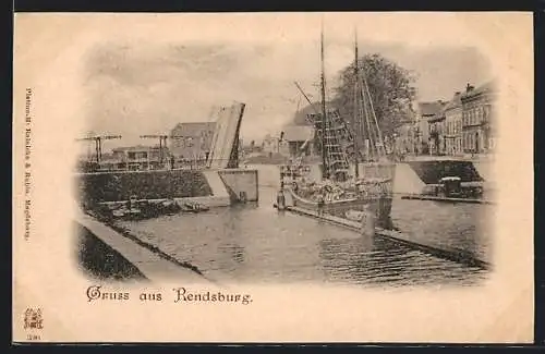 AK Rendsburg, Partie an der Hebebrücke