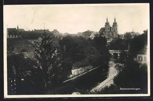 AK Donaueschingen, Teilansicht mit Brücke