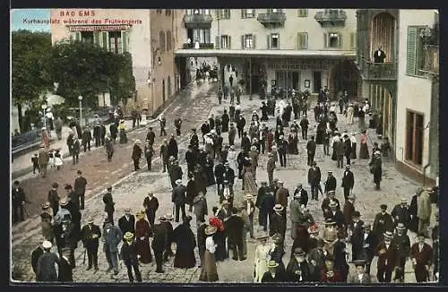 AK Bad Ems, Kurhausplatz während des Frühkonzerts