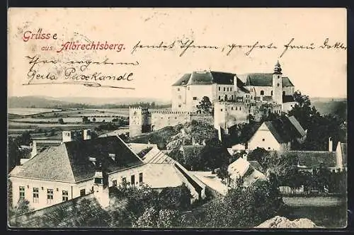 AK Albrechtsberg, Ortsansicht mit der Burg