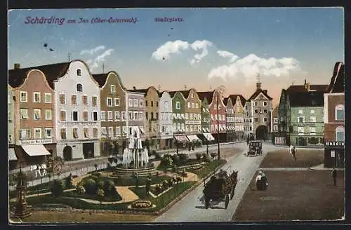 AK Schärding a. Inn, Geschäfte am Stadtplatz
