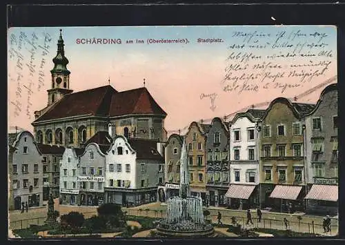AK Schärding am Inn, Stadtplatz, Geschäfte