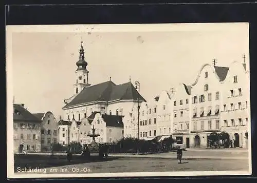 AK Schärding / Inn, Marktplatz mit Kirche