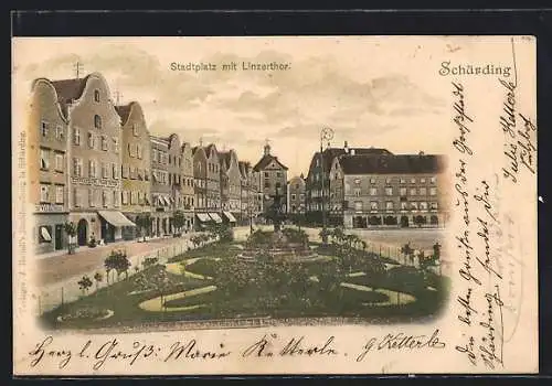 AK Schärding, Stadtplatz mit dem Linzertor