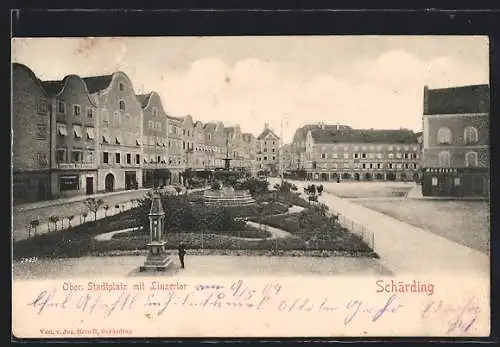 AK Schärding, Oberer Stadtplatz mit Linzertor