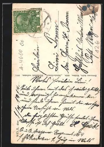 AK Wels, Maximilianstrasse und Utanenkaserne, Schmidtgasse, Ledererturm