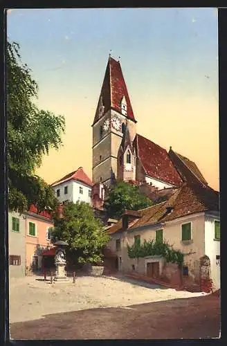 AK Weissenkirchen / Wachau, Strassenpartie mit Blick auf die Kirche