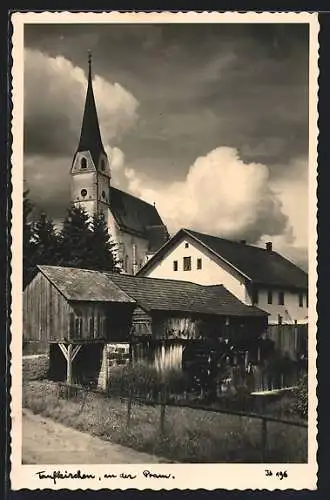 AK Taufkirchen a. d. Pram, Ortspartie mit Kirche
