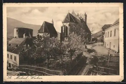 AK St. Michael, Kirche und Dorfstrasse