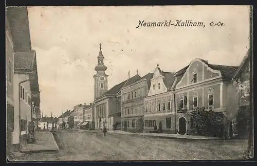 AK Neumarkt-Kallham /O.-Oe., Strassenpartie mit Kirche