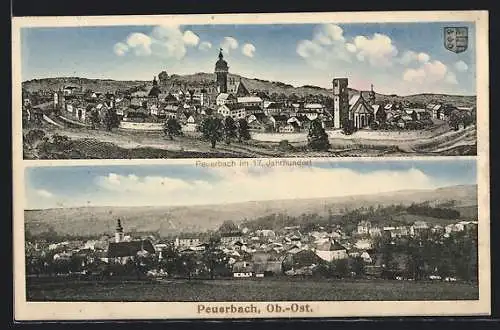 AK Peuerbach /Ob.-Ost., Teilansichten im 17. Jahrhundert und jetzt