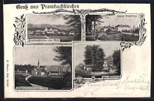 AK Prambachkirchen, Kirche von Nord, Schloss Dachsberg, Bad Dachsberg
