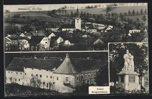 AK Gallspach, Schloss, Kriegerdenkmal, Ortsansicht