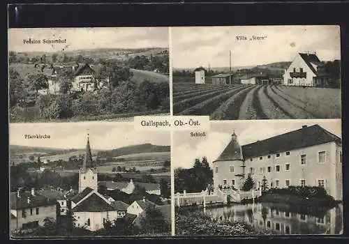 AK Gallspach, Pension Sonnenhof, Villa Stern, Schloss, Pfarrkirche