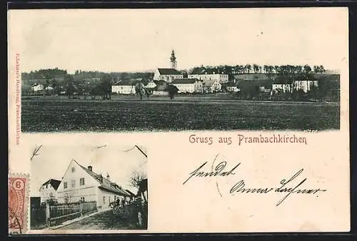 AK Prambachkirchen, Ortspartie, Gesamtansicht vom Feld aus
