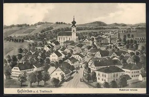 Künstler-AK Hofkirchen a. d. Trattnach, Gesamtansicht aus der Vogelschau