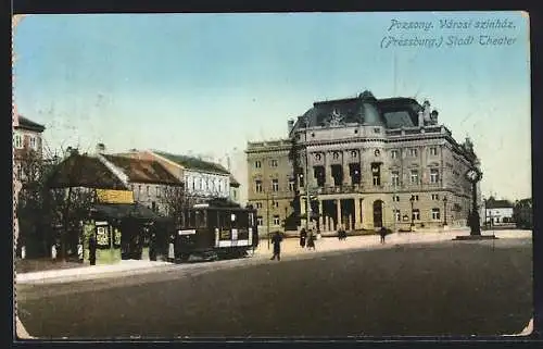 AK Pressburg, Strassenbahn am Stadttheater