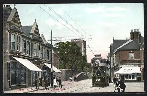 AK Newport, Stow Hill, Strassenbahn