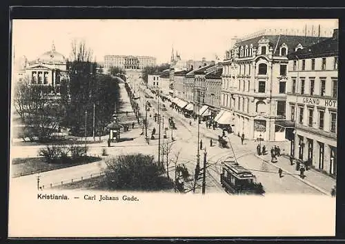 AK Kristiania, Carl Johans Gade, Strassenbahn