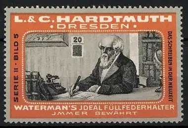 Reklamemarke Waterman's Ideal Füllfederhalter ist immer bewährt, L&C. Hardtmuth, Budweis, Serie II, Bild 5