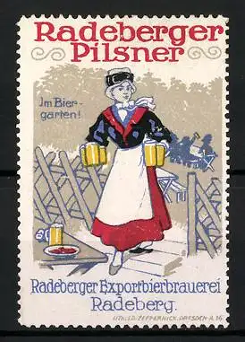 Reklamemarke Radeberger Pilsner, Radeberger Exportbierbrauerei Radeberg, Im Biergarten!