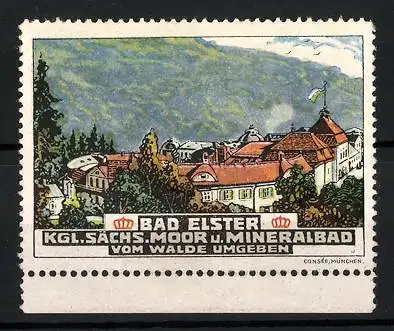 Reklamemarke Bad Elster, Kgl. Sächs. Moor- und Mineralbad, Kurhaus