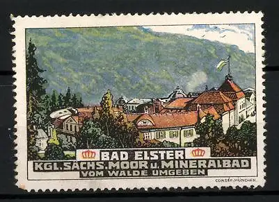 Reklamemarke Bad Elster, Kgl. Sächs. Moor- und Mineralbad, Kurhaus