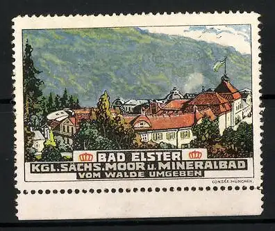 Reklamemarke Bad Elster, Kgl. Sächs. Moor- und Mineralbad, Kurhaus