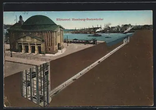 AK Hamburg-Steinwerder, Partie am Elbtunnel