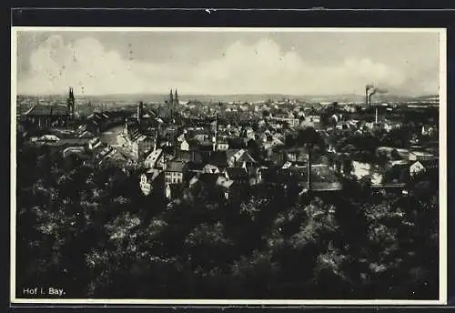 AK Hof in Bayern, Gesamtansicht aus der Vogelschau