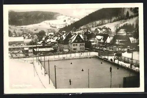 AK Geising / Erzgeb., Panorama mit Wintersportplatz
