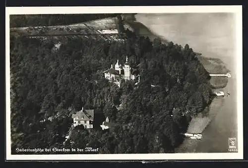 AK Storkow / Mark, Hubertushöhe, Fliegeraufnahme