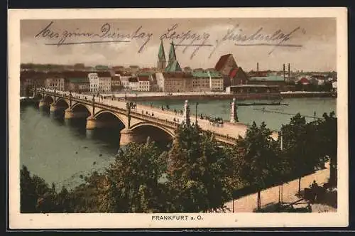 AK Frankfurt a. O., Oderbrücke mit Umgebung