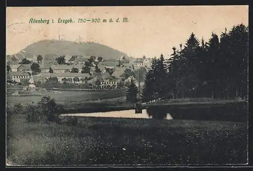 AK Altenberg i. Erzgeb., Panoramablick vom Weiher aus