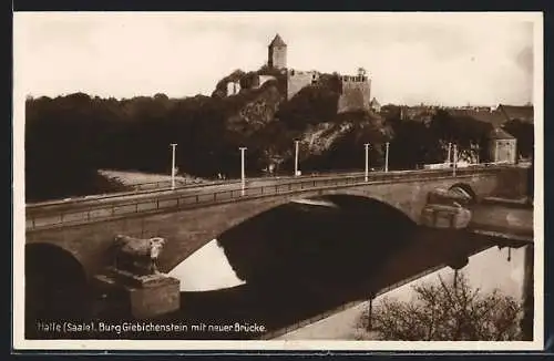 AK Halle /Saale, Burg Giebichenstein mit neuer Brücke