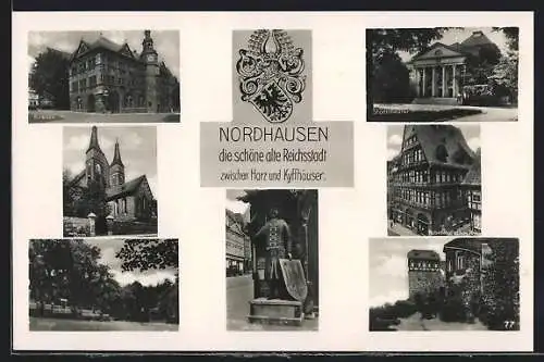 AK Nordhausen, Rosenthal`sche Haus, Gehege, Roland am Rathaus