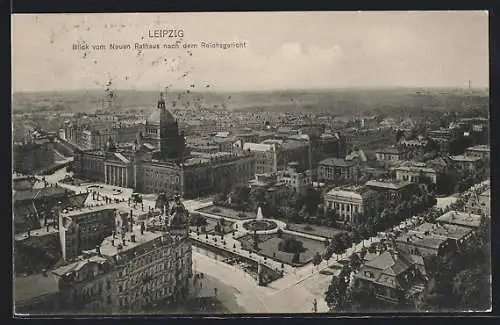 AK Leipzig, Blick vom Neuen Rathaus nach dem Reichsgericht