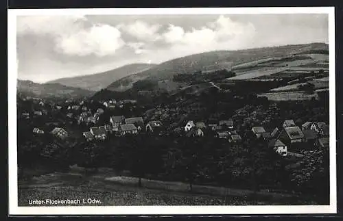 AK Unter-Flockenbach i. Odw., Ort in hügeliger Landschaft