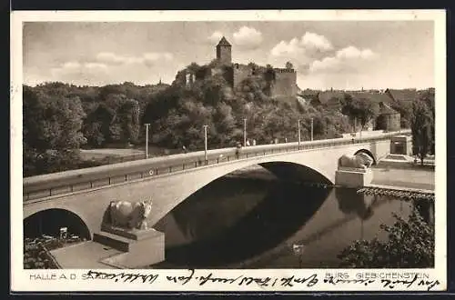AK Halle / Saale, Burg Giebichenstein und Brücke
