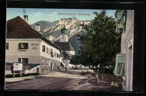 AK Gröbming / Obersteir. Ennstal, Gasthof zur Post und Kirche