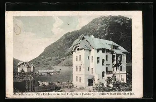 AK Bad Hofgastein / Salzburg, Mieth-Badehaus, Villa Edelweiss, Bes. Josef Brandner jun.