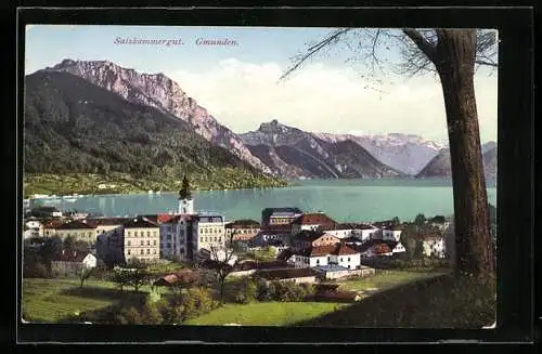 AK Gmunden / Salzkammergut, Ortspanorama