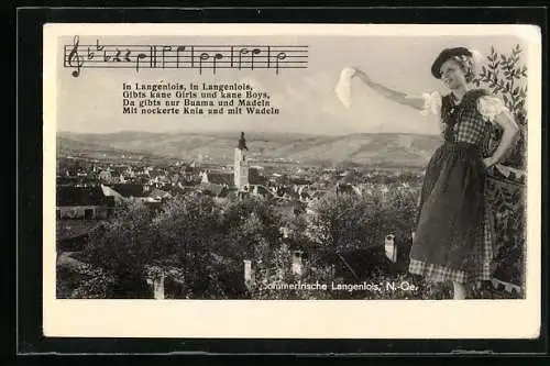 AK Langenlois, Totalansicht, Österreicherin in Tracht